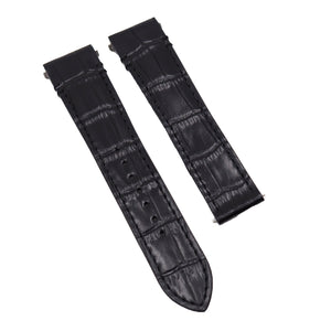 18mm, 21mm Black Alligator Embossed Leather Watch Strap For Cartier Santos Model, Quick Switch System, New Clasp Version