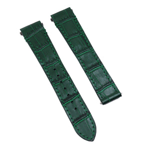 18mm, 21mm Dark Green Alligator Embossed Leather Watch Strap For Cartier Santos Model, Quick Switch System, New Clasp Version