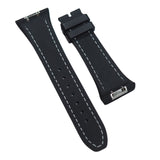 26mm, 29mm Hybrid Blue Epsom Calf Leather Black Rubber Watch Strap For Franck Muller Vanguard