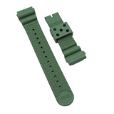 20mm, 22mm Wave Pattern Olive Green FKM Rubber Watch Strap For Seiko