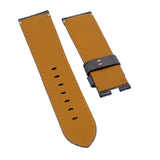 24mm, 26mm Semi-Mat Iron Gray Alligator Leather Watch Strap, Cream Stitching For Panerai, Depolyant Clasp Style