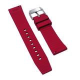 22mm Nylon Grain Red FKM Rubber Watch Strap, Quick Release Spring Bars