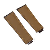 20mm Caramel Brown Alligator Leather Watch Strap, Cream Stitching For Rolex