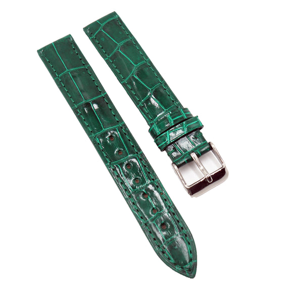18mm, 19mm, 20mm, 21mm, 22mm Emerald Green Alligator Leather Watch Strap