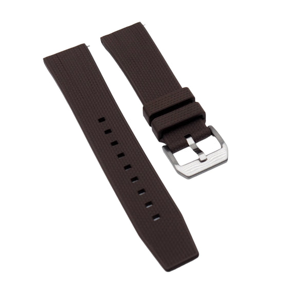 22mm Nylon Grain Brown FKM Rubber Watch Strap, Quick Release Spring Bars