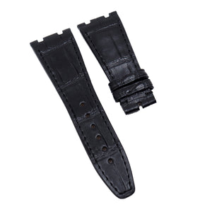 26mm Black Alligator Leather Watch Strap For Audemars Piguet Royal Oak 41mm