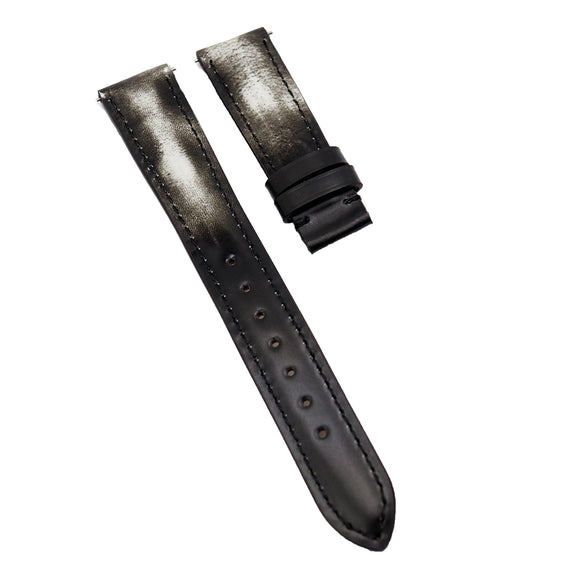 18mm, 20mm, 22mm Gradient White & Black Cordovan Leather Watch Strap