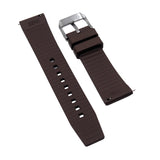 22mm Nylon Grain Brown FKM Rubber Watch Strap, Quick Release Spring Bars