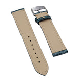 20mm Cerulean Blue Alligator Leather Watch Strap, Cream Stitching