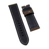 24mm, 26mm Coffee Brown Matte Calf Leather Watch Strap For Panerai, Two Length Size