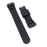20mm, 22mm Wave Pattern Black FKM Rubber Watch Strap For Seiko
