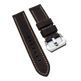 22mm, 24mm, 26mm Dark Brown Italy Calf Leather Watch Strap