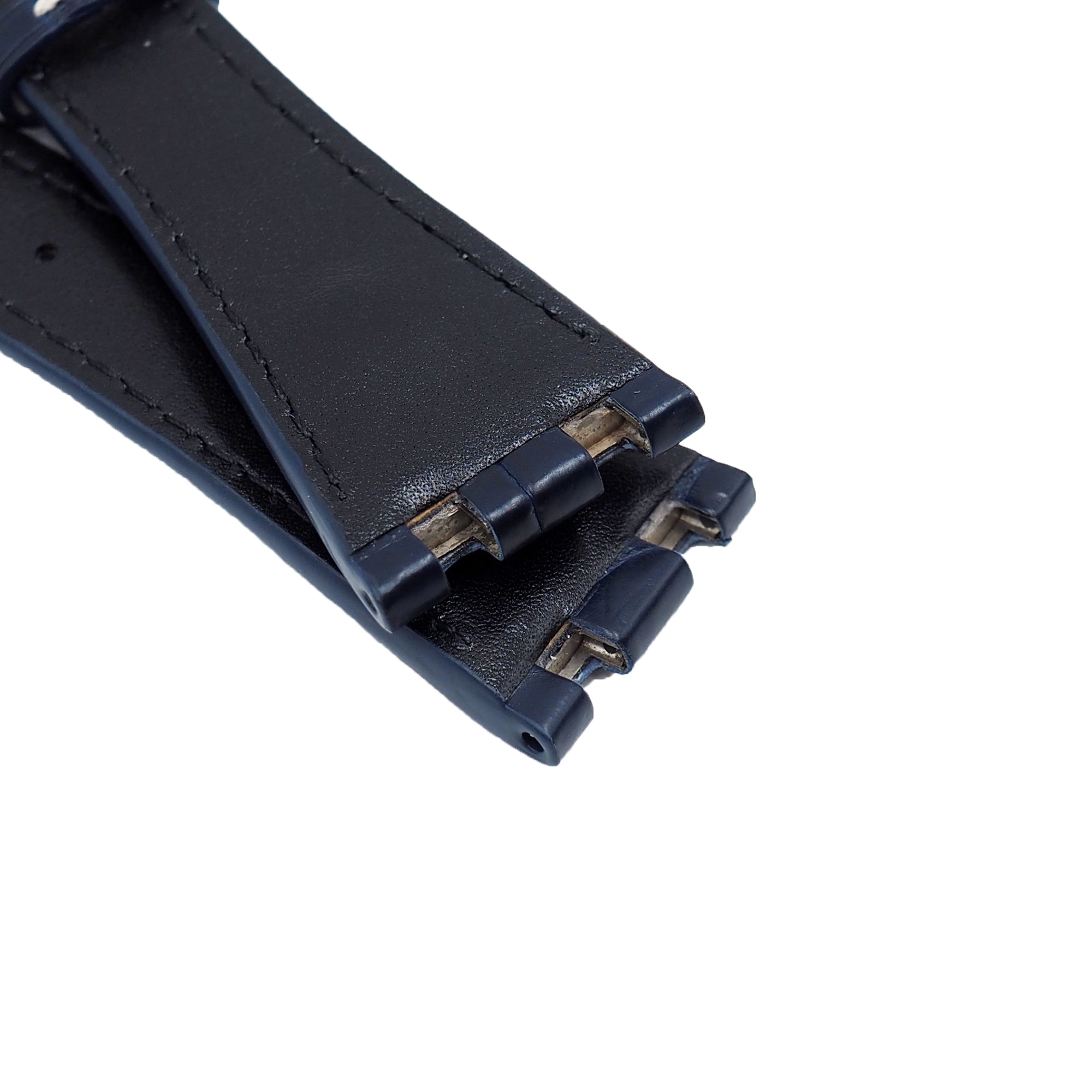 AUDIMAR PIGUET レザーベルト ネイビー クロコ 28mm Navy Blue Alligator Leather Watch Strap, White Stitching For