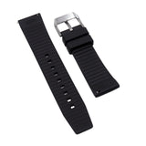 22mm Nylon Grain Black FKM Rubber Watch Strap, Quick Release Spring Bars