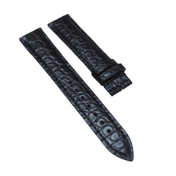 18mm, 19mm, 20mm, 21mm, 22mm Black Alligator Leather Watch Strap, Small Scale Pattern