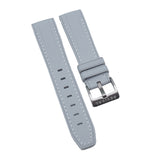 20mm Curved End Nylon Grain Lava Gray Rubber Watch Strap w/ White Stitching For Rolex, Omega and MoonSwatch