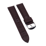 20mm, 21mm, 22mm Brown Alligator-Embossed Rubber Watch Strap, Quick Release Spring Bars