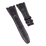 28mm Dark Brown Alligator Leather Watch Strap, White Stitching For Audemars Piguet Royal Oak Offshore