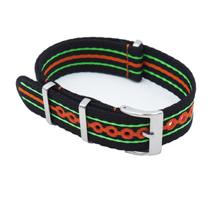 20mm, 22mm Nato Style INDIAN OCEAN Multi Color Seat Belt Nylon Watch Strap