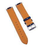19mm Deep Blue Calf Leather Watch Strap, White Stitching For Cartier Roadster, Quick Switch System