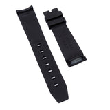 20mm Curved End Black Vulcanized FKM Rubber Watch Strap For Rolex, Omega and MoonSwatch