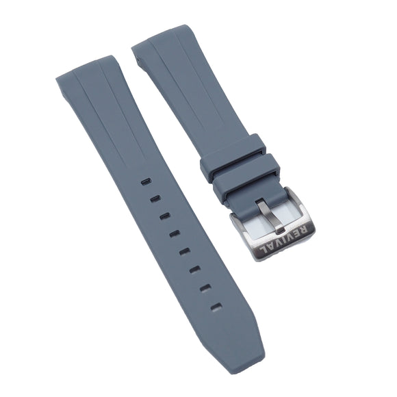22mm Curved End Antarctic Ocean Grey Rubber Watch Strap For Swatch Scuba Fifty Fathoms