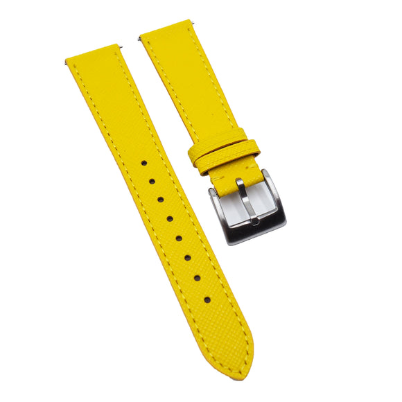 18mm - 24mm Yellow Saffiano Leather Watch Strap, Quick Release Spring Bars