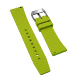 22mm Nylon Grain Lemon Yellow FKM Rubber Watch Strap, Quick Release Spring Bars