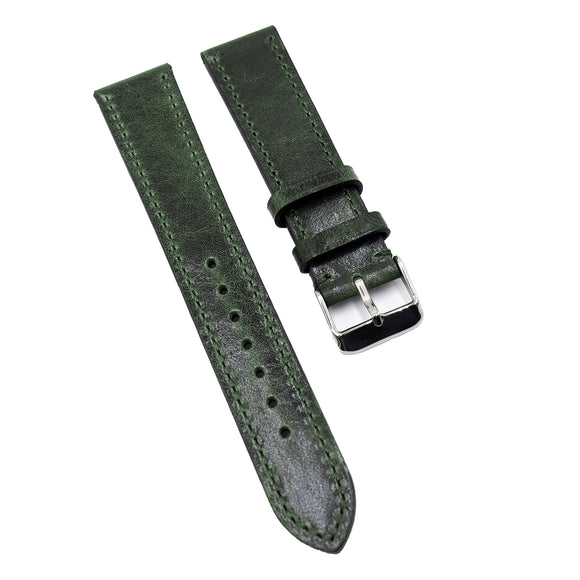 18mm, 19mm, 20mm, 21mm Basil Green Calf Leather Watch Strap
