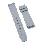 20mm Curved End Nylon Grain Lava Gray Rubber Watch Strap w/ White Stitching For Rolex, Omega and MoonSwatch