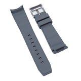 21mm Curved End Gray FKM Rubber Watch Strap, Double Ladder Pattern For Rolex and Omega