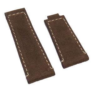 20mm Pecan Brown Matte Calf Leather Watch Strap For Rolex