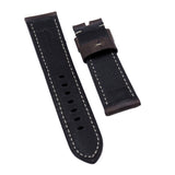 24mm Umber Brown Italy Calf Leather Watch Strap For Panerai, Two Length Size