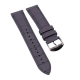 20mm, 21mm, 22mm Gray Alligator-Embossed Rubber Watch Strap, Quick Release Spring Bars