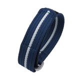 22mm Military Style Multi Color in Single Line Nylon Watch Strap For Tudor, Blue & White, Velcro Style