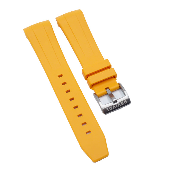 22mm Curved End Pacific Ocean Yellow Rubber Watch Strap For Swatch Scuba Fifty Fathoms