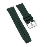 22mm Nylon Grain Blackish Green FKM Rubber Watch Strap, Quick Release Spring Bars