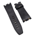28mm Black Alligator Leather Watch Strap, Cream Stitching For Audemars Piguet Royal Oak Offshore 15710 Series