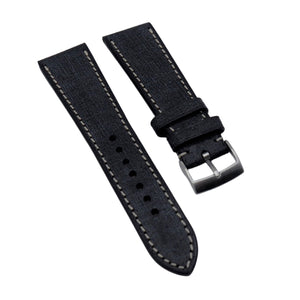 20mm, 22mm Dark Grey Babele Leather Watch Strap