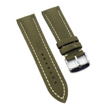 23mm Khaki Nylon Watch Strap, White Stitching For Blancpain Fifty Fathoms