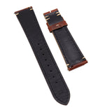 20mm, 22mm Falu Red Calf Leather Watch Strap, Padded For Tudor Black Bay
