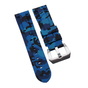 22mm, 24mm Camouflage Blue Rubber Watch Strap For Panerai