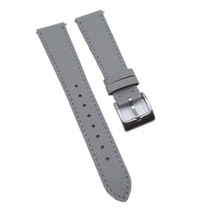 18mm - 24mm Gray Saffiano Leather Watch Strap, Quick Release Spring Bars