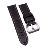 24mm Hickory Brown Italy Calf Leather Watch Strap For Panerai, Two Length Size