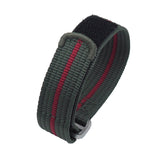 22mm Military Style Multi Color in Single Line Nylon Watch Strap For Tudor, Green & Red, Velcro Style