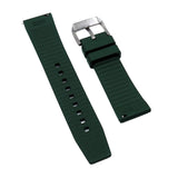 22mm Nylon Grain Blackish Green FKM Rubber Watch Strap, Quick Release Spring Bars