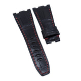 28mm Black Alligator Leather Watch Strap, Red Stitching For Audemars Piguet Royal Oak Offshore 26470 Series