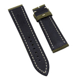 23mm Khaki Nylon Watch Strap, White Stitching For Blancpain Fifty Fathoms