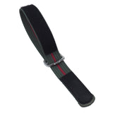 22mm Military Style Multi Color in Single Line Nylon Watch Strap For Tudor, Green & Red, Velcro Style