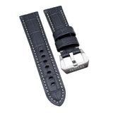 24mm Deep Gray Alligator Embossed Calf Leather Watch Strap For Panerai